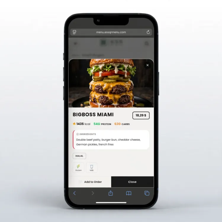 ESS QR Menu - Restoran QR Kod Menü WordPress Teması - Eklentisiz