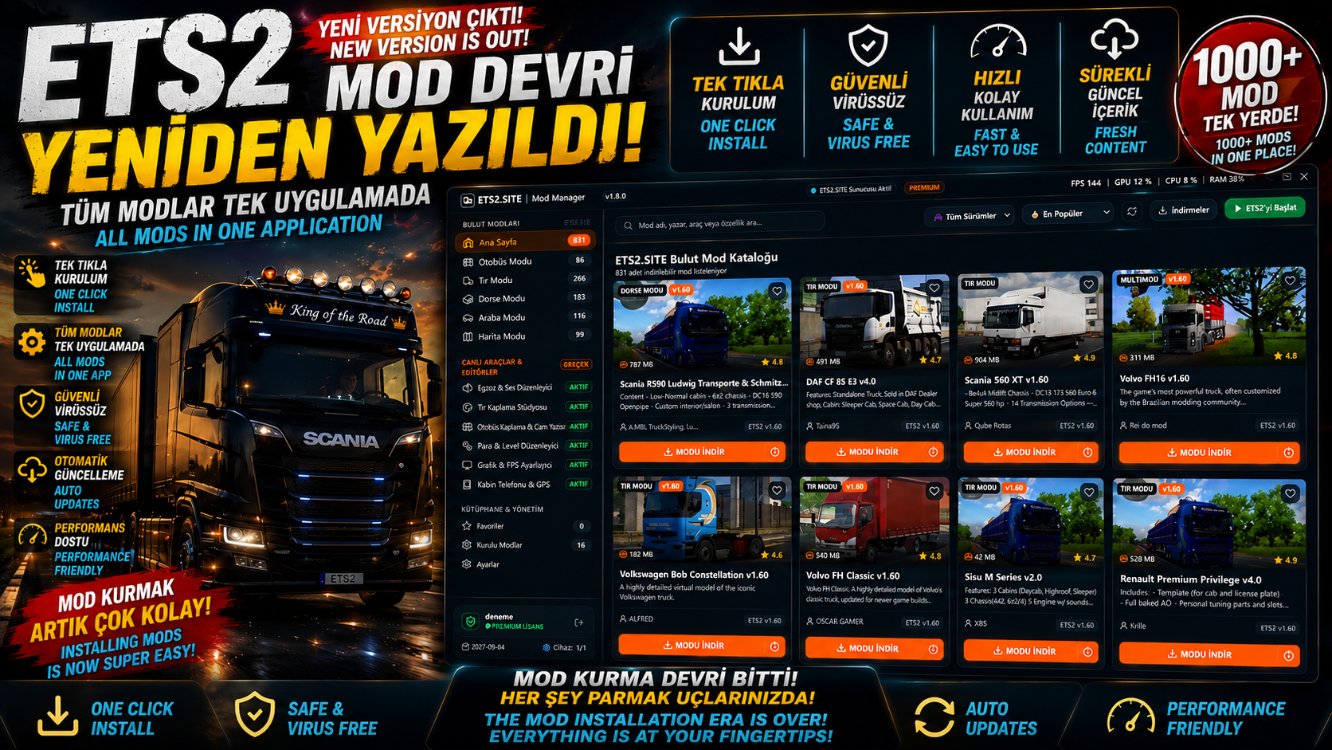 ETS2 Mod Manager – Tüm Modlar Tek Tıkla!