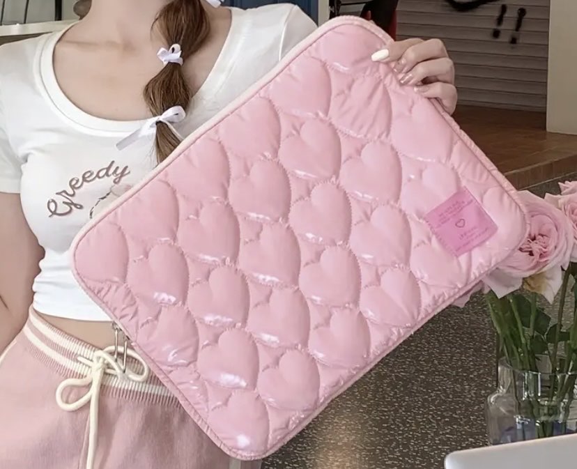 Sevimli Puf Kalp Nakışlı Tablet Kılıfı
