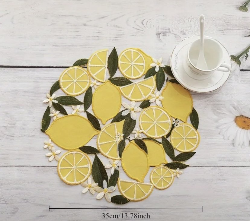 4 lü Limon Nakışlı Amerikan Servis