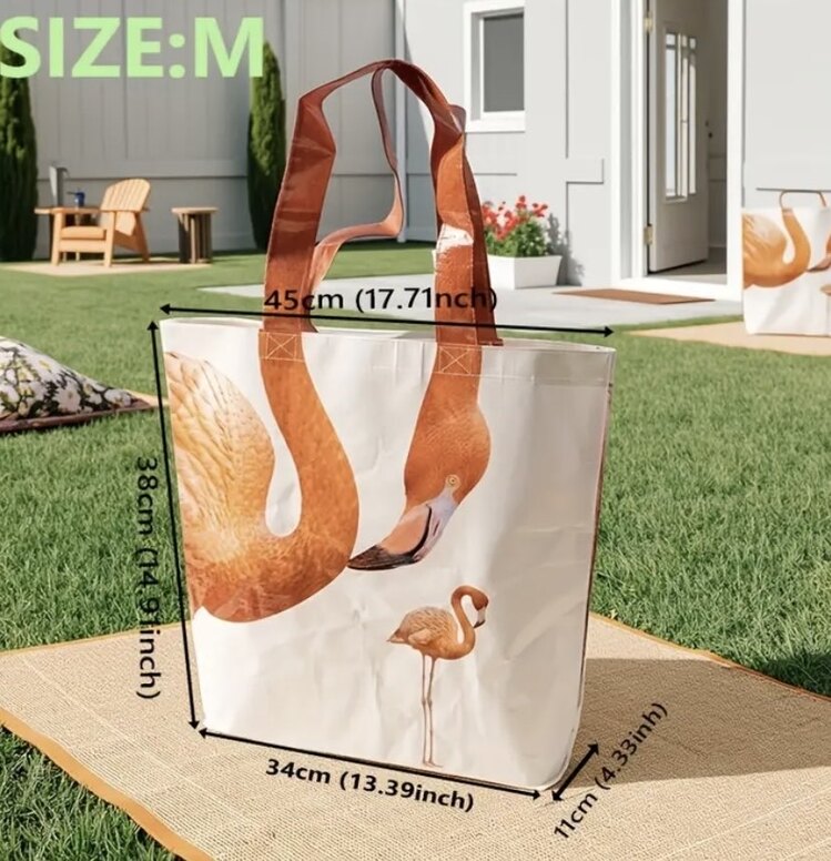Flamingo Desenli Tote Çanta