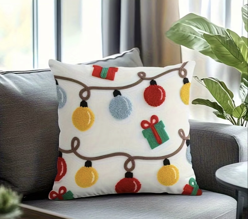 Noel Temalı Kırlent Kılıfı