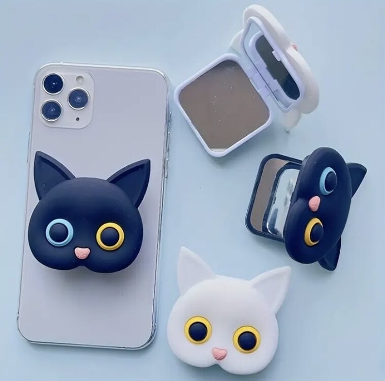 Sevimli Karikatür Kedi Silikon Telefon Tutucu