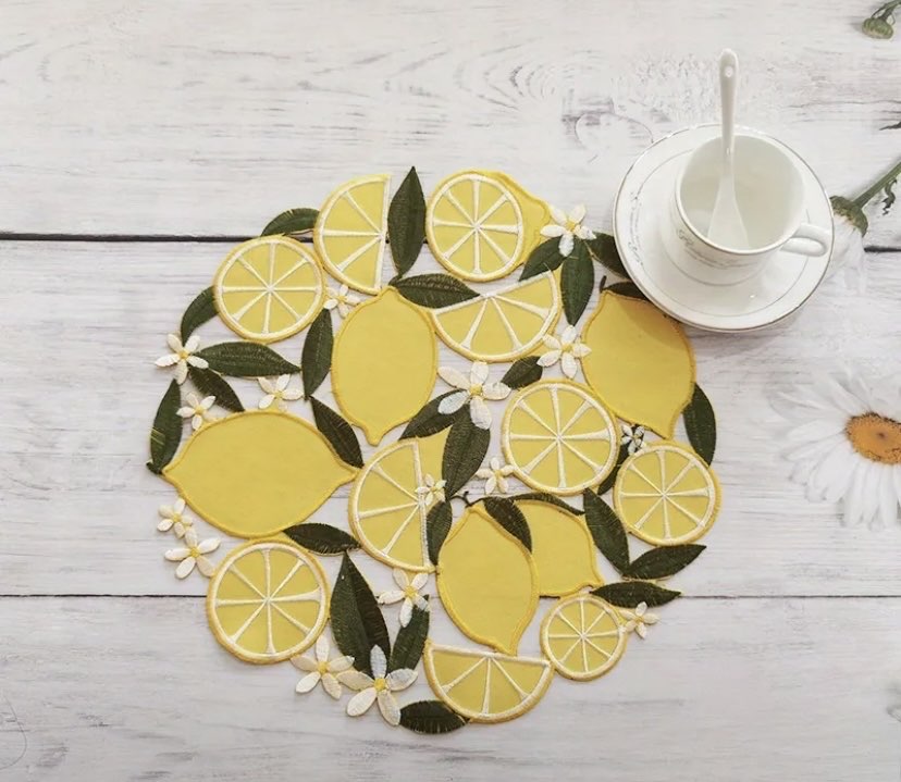 4 lü Limon Nakışlı Amerikan Servis