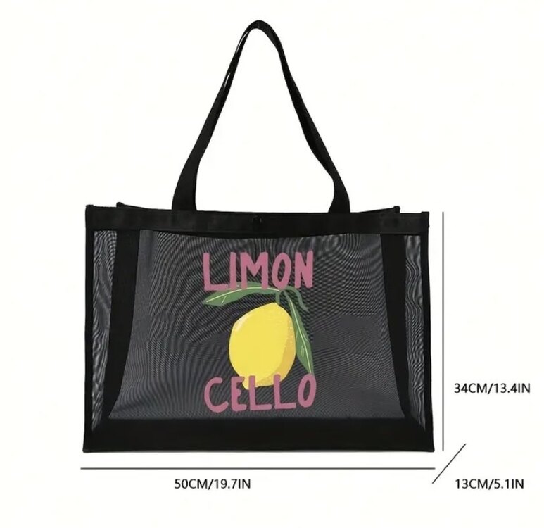Limon Desenli Örgü Büyük Çanta