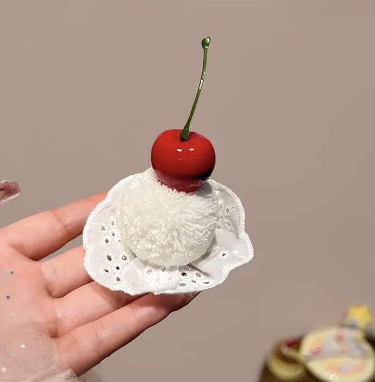 Sevimli Vişne Kek Saç Klipsi,Sevimli Aksesuar,Vişne Saç Klipsi