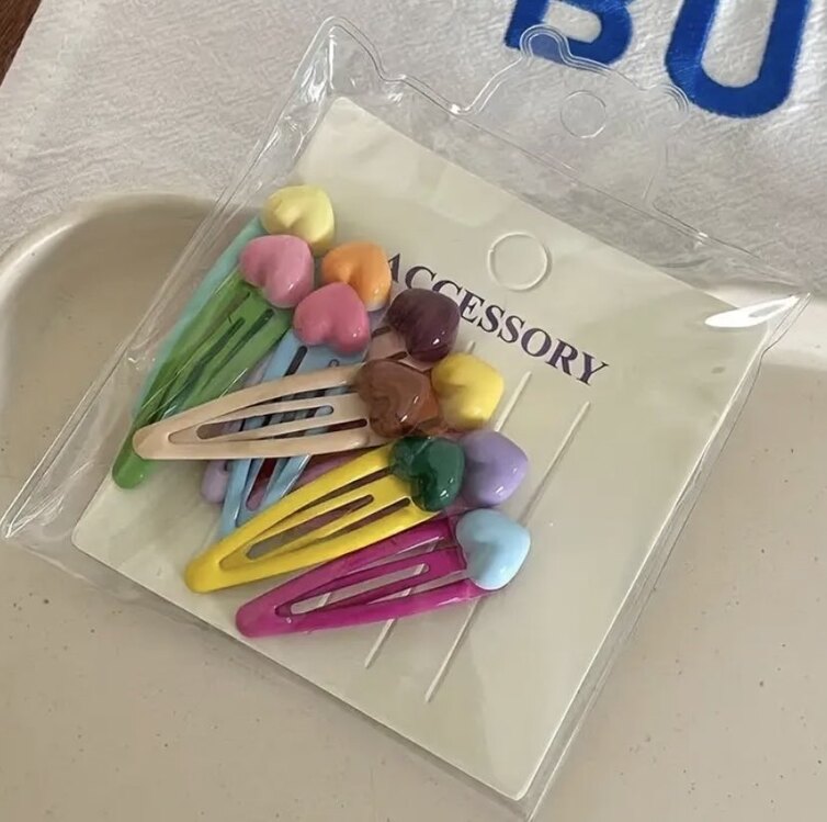 10 lu Paket Kalp Model Saç Tokası Seti