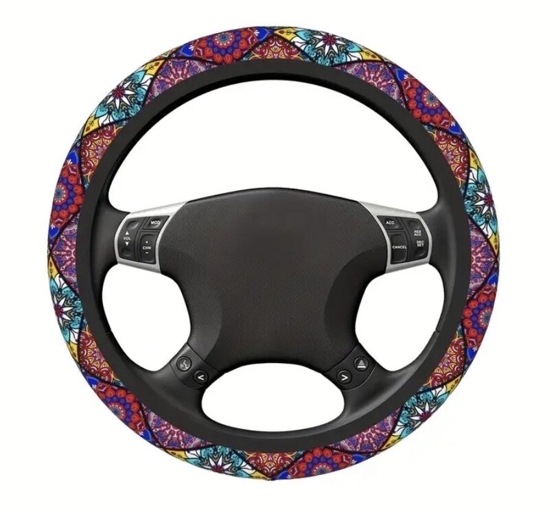 Bohemian Çiçek Desenli Neopren Direksiyon Kılıfı