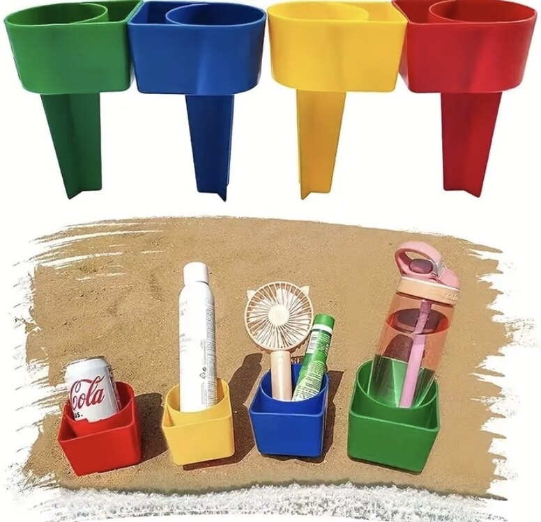 Plaj Bardak Tutucu Set.Telefon ve Atıştırmalık Bölümleri ile