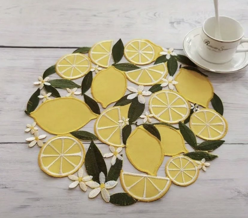 4 lü Limon Nakışlı Amerikan Servis