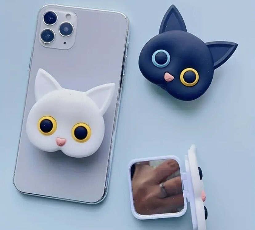 Sevimli Karikatür Kedi Silikon Telefon Tutucu