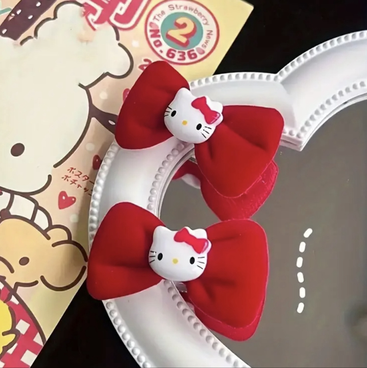 İkili Sanrio Hello Kitty Kırmızı Saç Tokası
