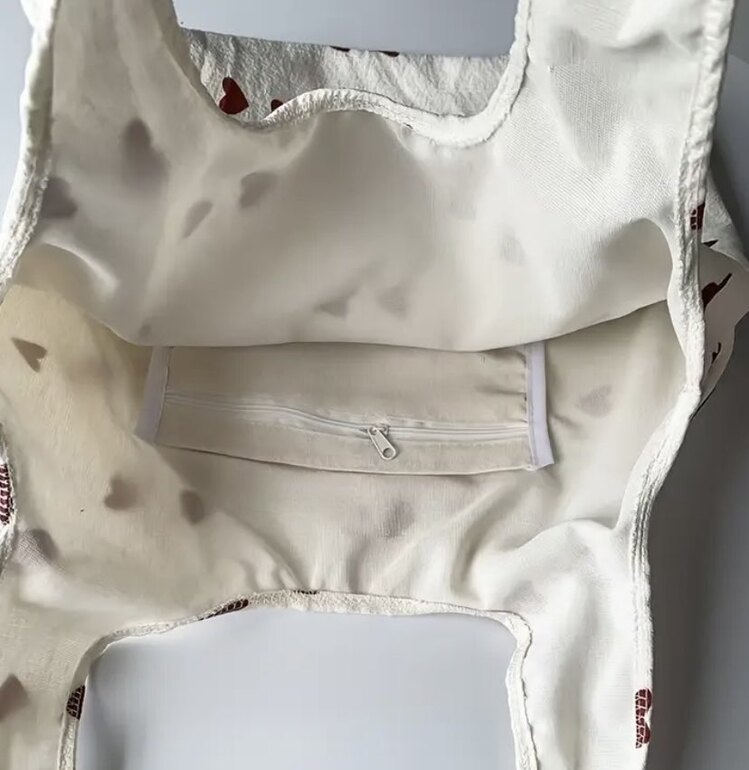 Kalp Desenli Tote Çanta