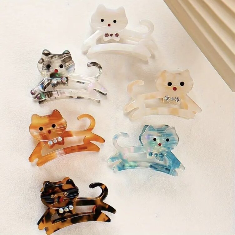 Leopar Desenli Sevimli Kedi Saç Tokası
