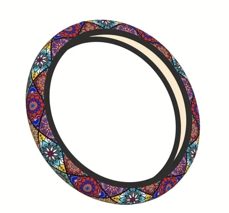 Bohemian Çiçek Desenli Neopren Direksiyon Kılıfı