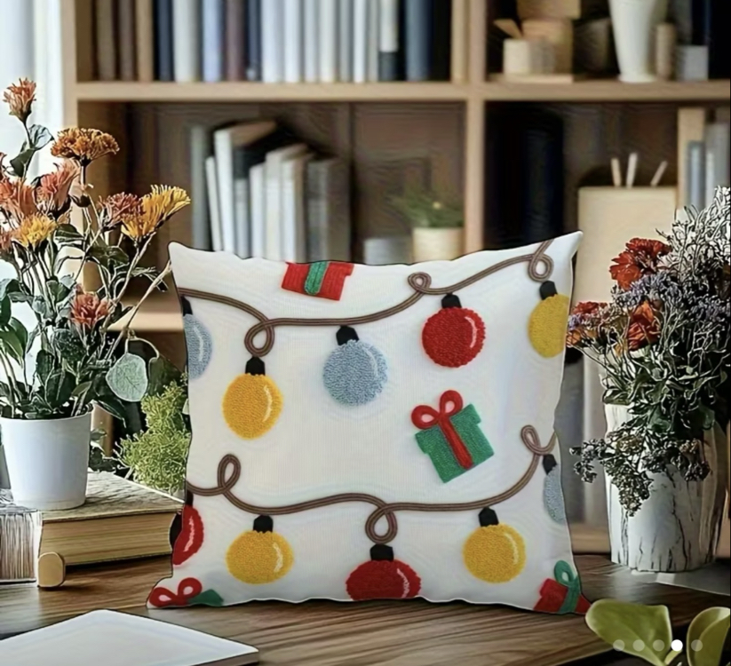 Noel Temalı Kırlent Kılıfı