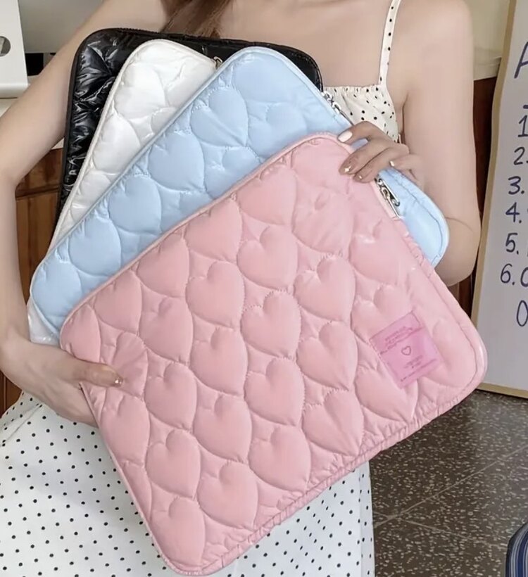 Sevimli Puf Kalp Nakışlı Tablet Kılıfı