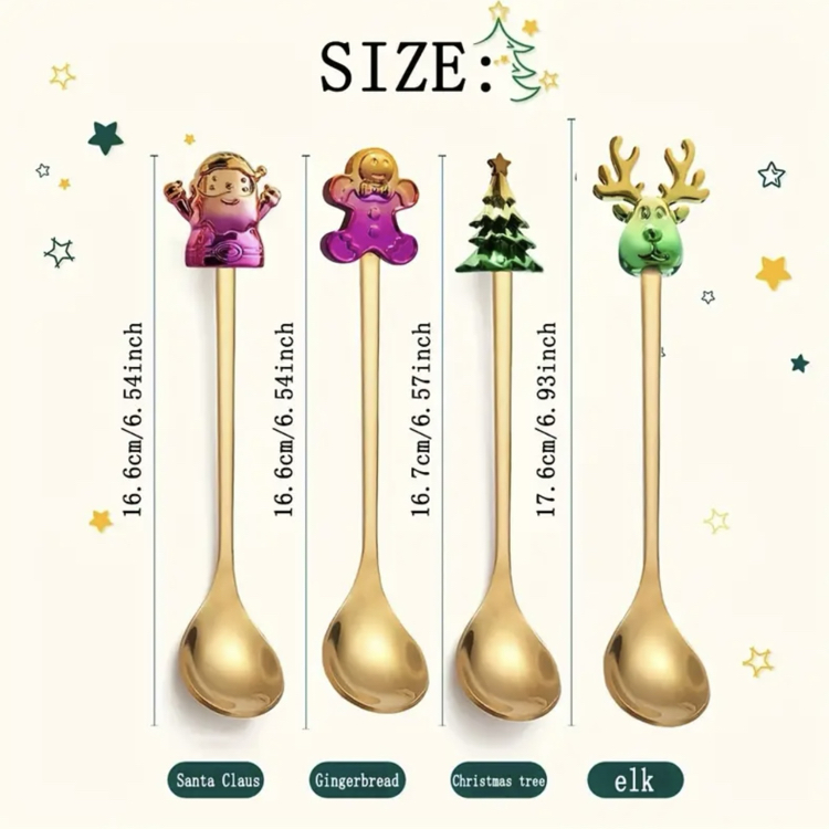 Paslanmaz Çelik 4 parça Noel Kaşıkları