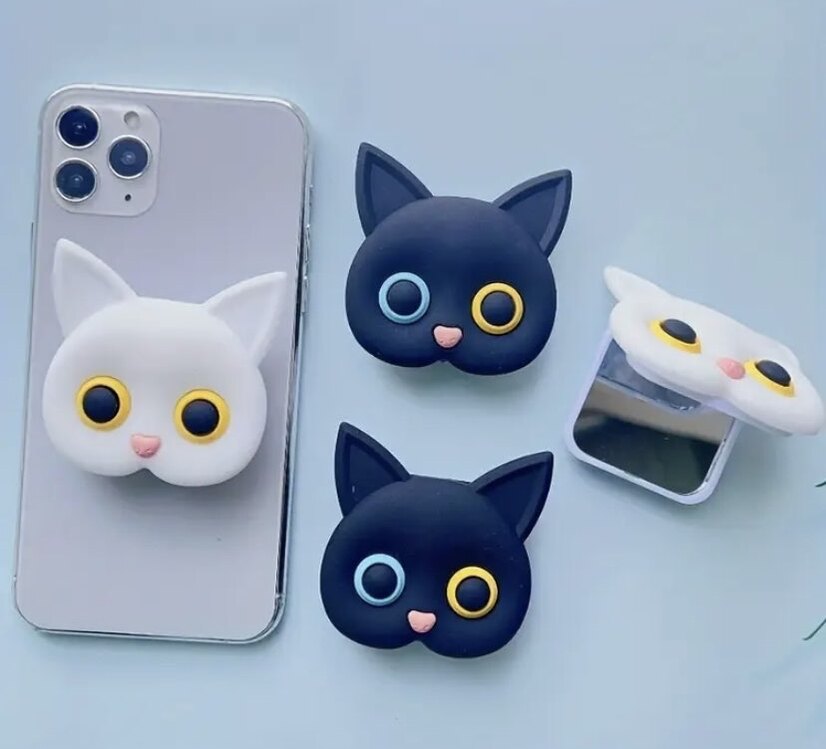 Sevimli Karikatür Kedi Silikon Telefon Tutucu