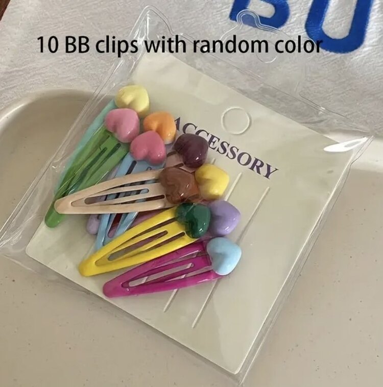 10 lu Paket Kalp Model Saç Tokası Seti