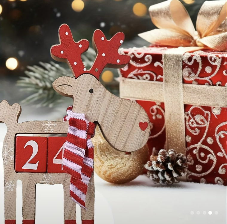 Ahşap Geyik Noel Temalı Takvim