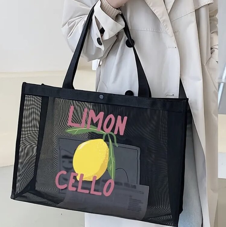 Limon Desenli Örgü Büyük Çanta