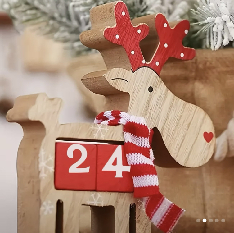 Ahşap Geyik Noel Temalı Takvim