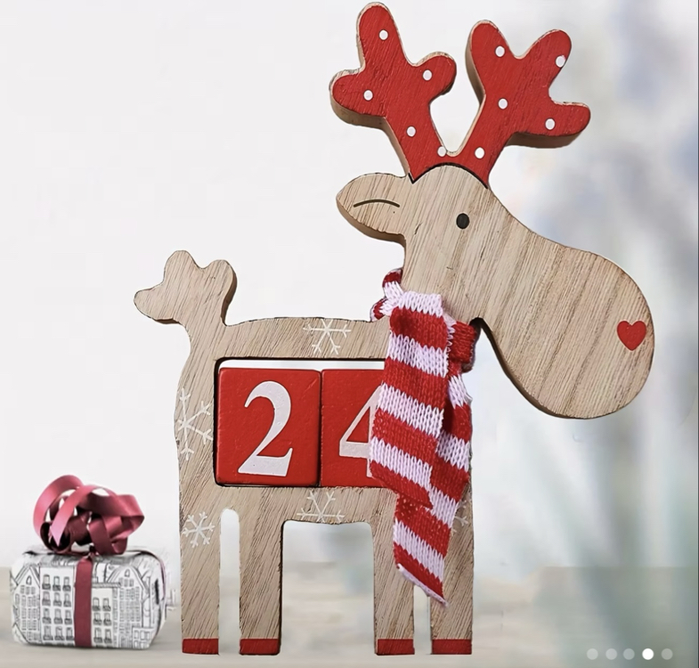 Ahşap Geyik Noel Temalı Takvim