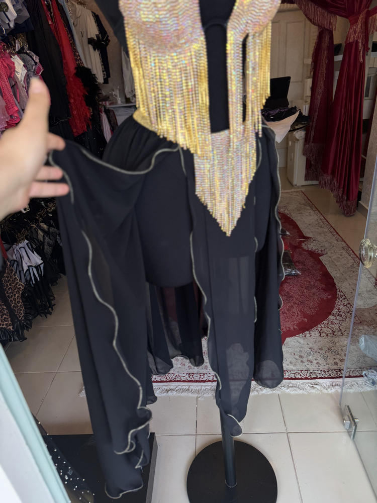 GERÇEK TAŞ SİYAH DANSÖZ KOSTÜM 