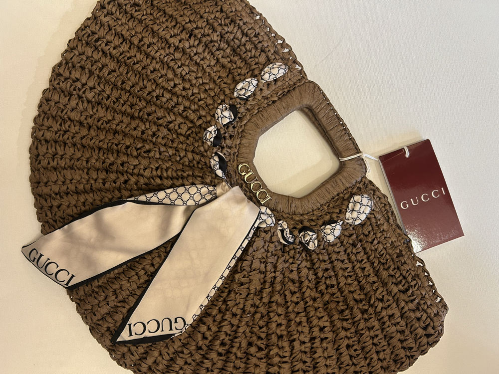 GUCCİ KAHVE HASIR ÇANTA