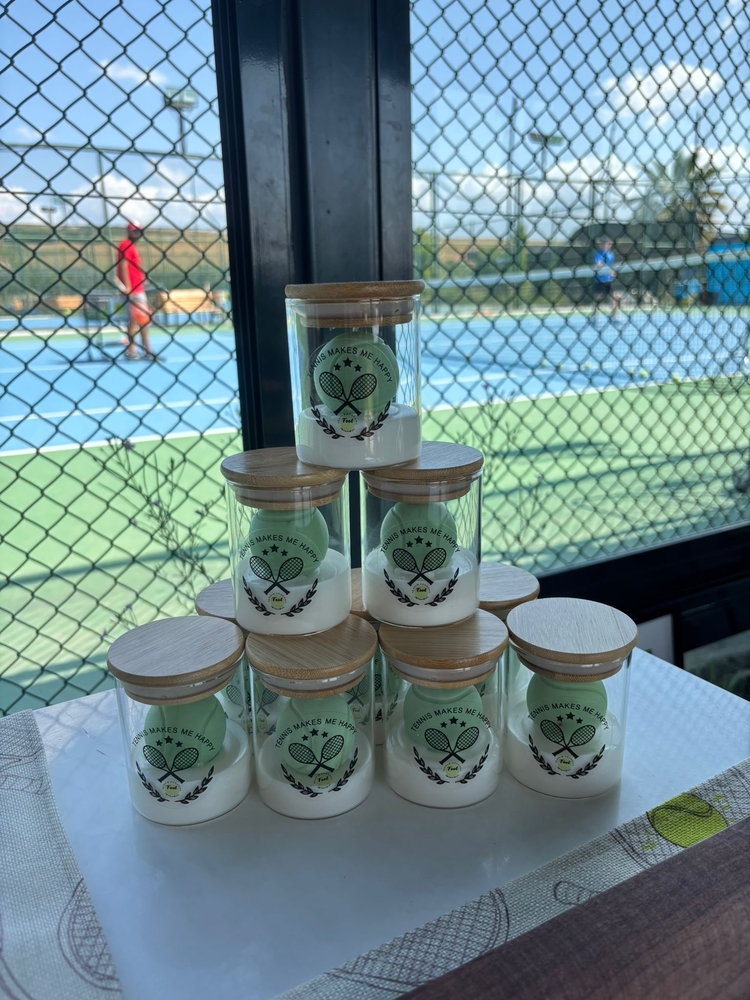 Tenis Topu Cam Bardak Mum