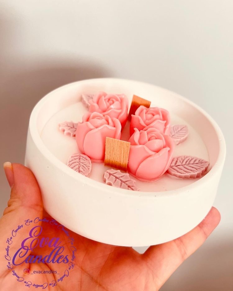 Pembe Gül Kase Mum