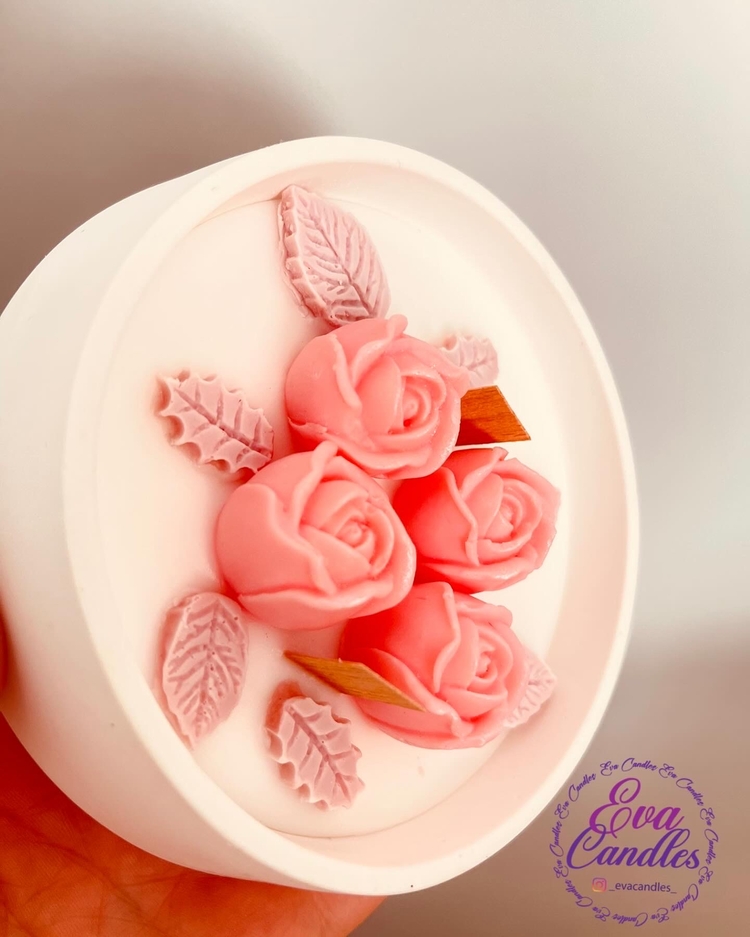 Pembe Gül Kase Mum