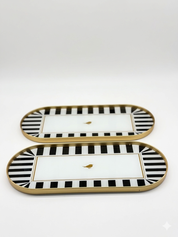 2'li Oval Sunumluk Siyah 