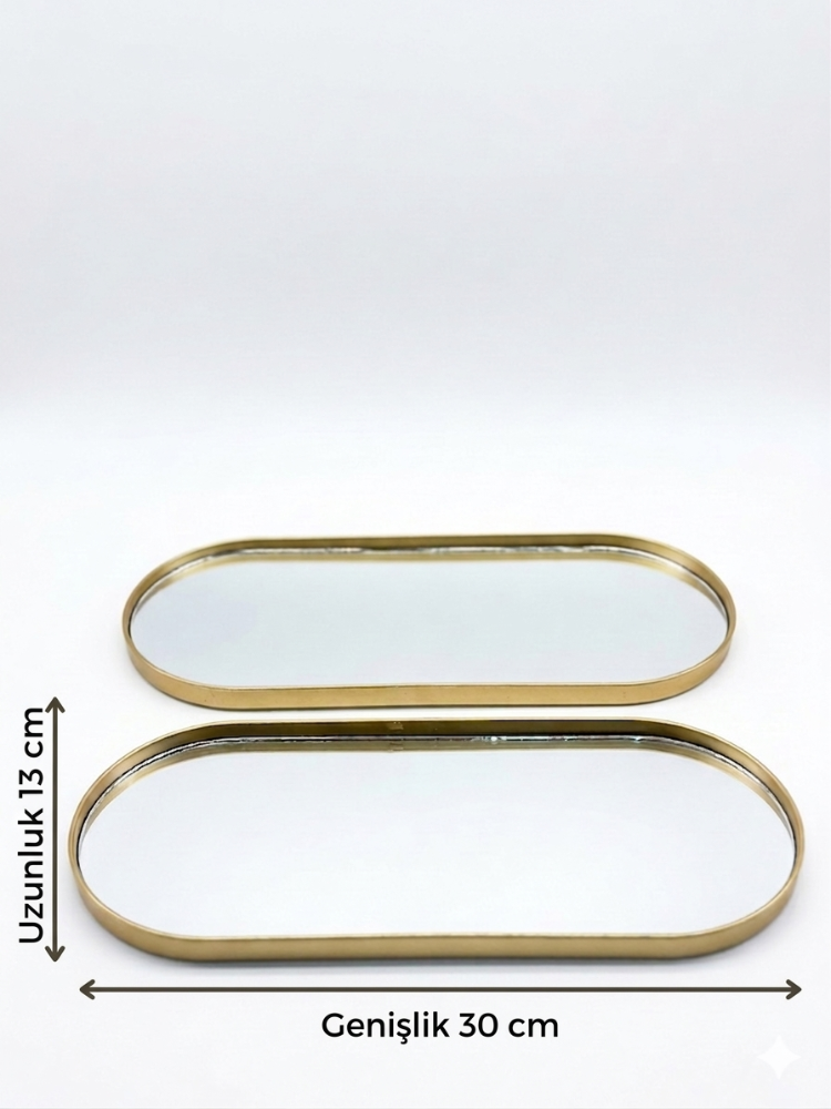 2'li Oval Sunumluk Gold