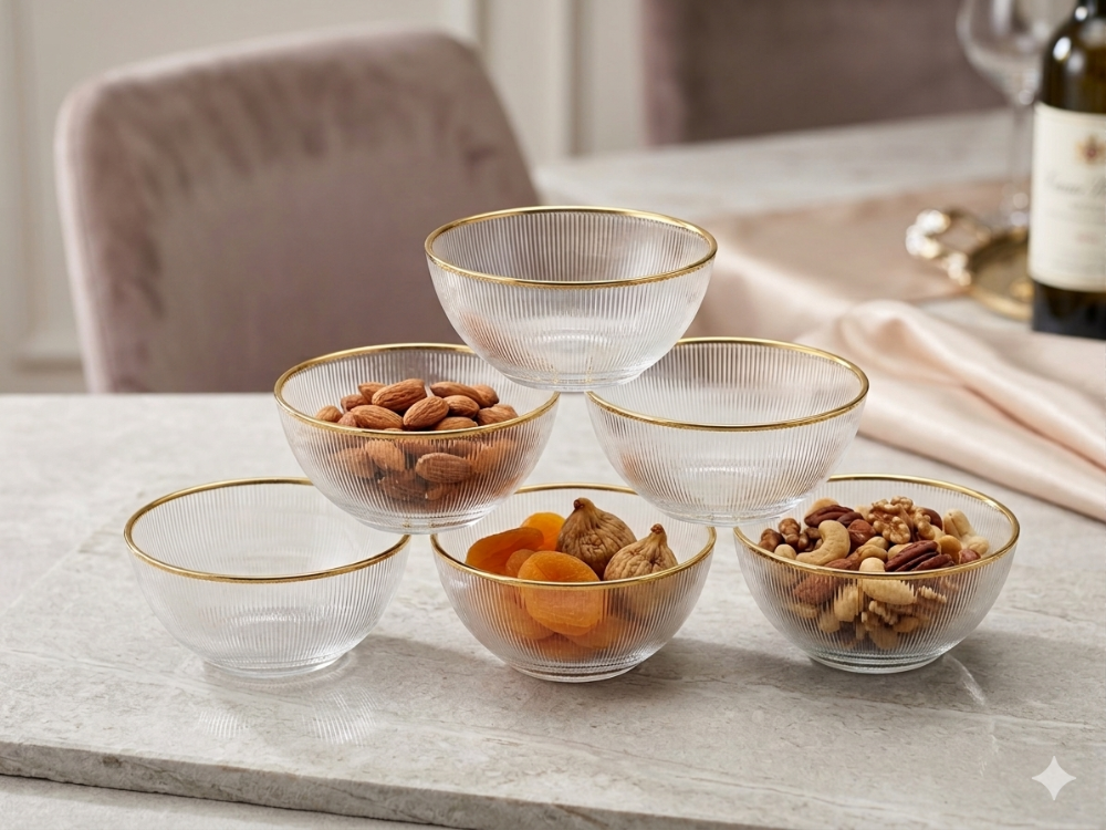 Kristal Gold Kenarlı Kase 