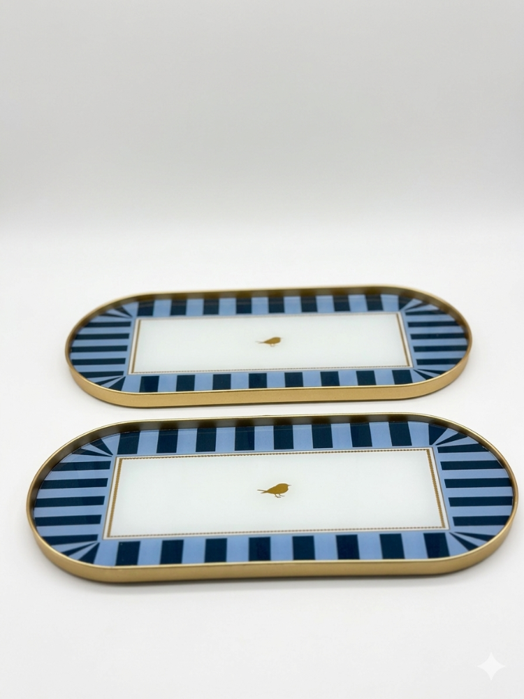 2'li Oval Sunumluk Mavi 