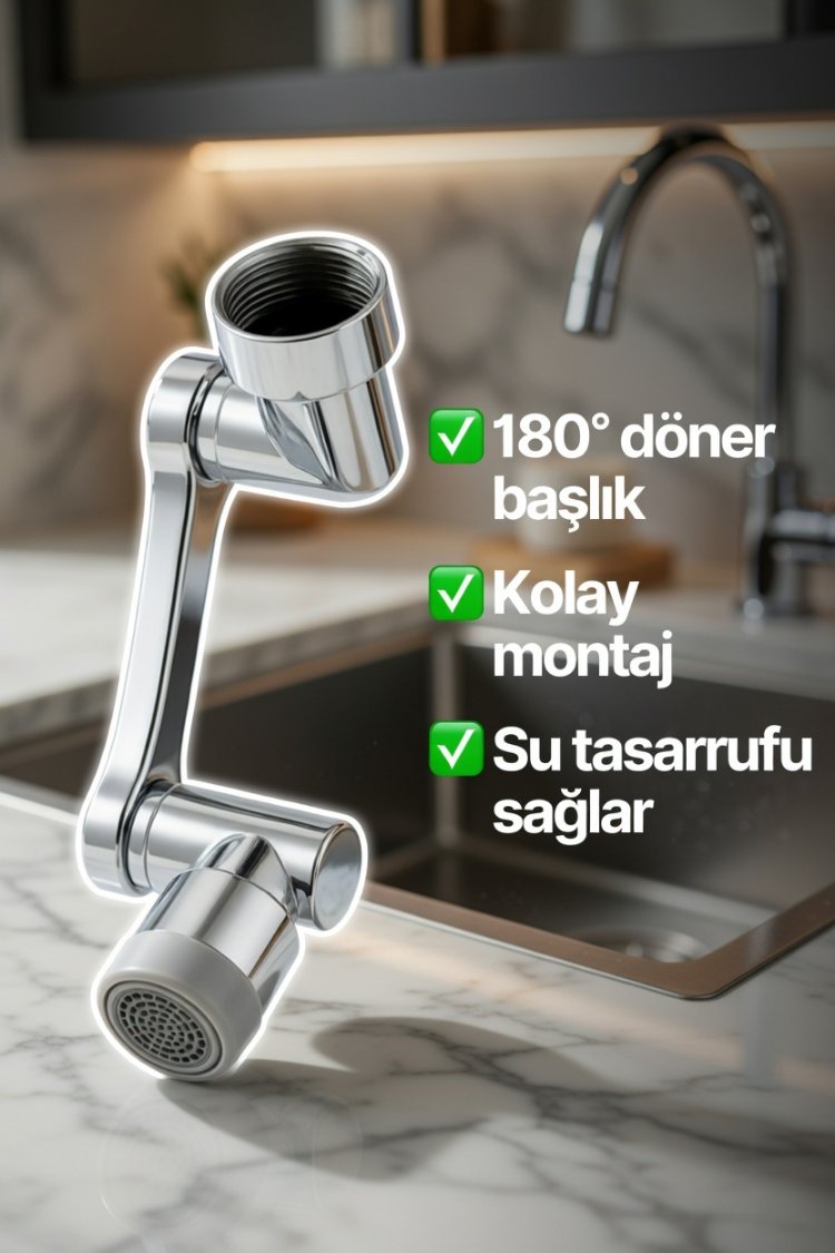 Berev Mutfak Musluk Başlığı 1080 Derece Dönebilen Krom Kaplama 2 Mod M