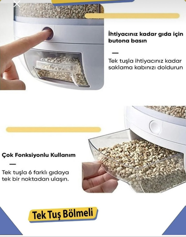 Deductly Kuru Gıda Ve Bakliyat Organizeri (her bölme 1 kg)360°