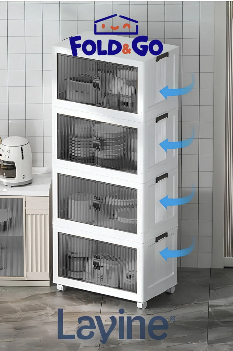 obido Lavine Fold&go 4'lü Portatif Organizer Tekerlekli Dolap Çok Amaçlı