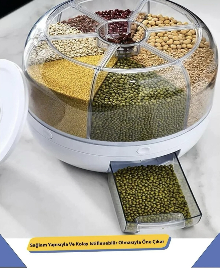 Deductly Kuru Gıda Ve Bakliyat Organizeri (her bölme 1 kg)360°