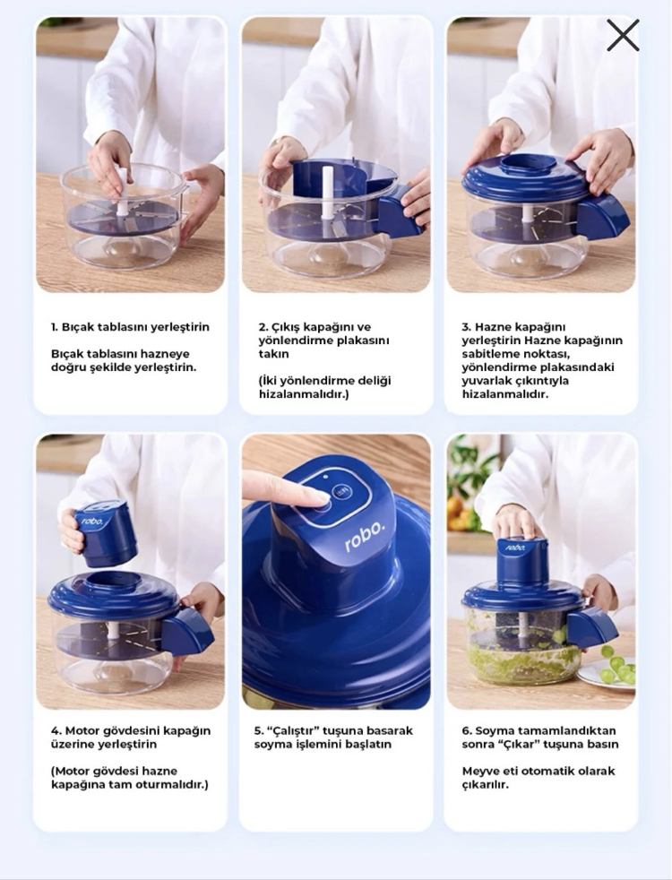 ROBO Şarjlı Meyve Sebze Sarımsak Soyucu
