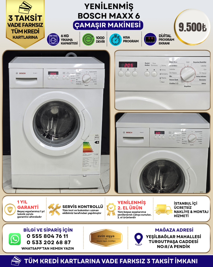BOSCH MAXX 6 6 KG 1000 DEVİR ÇAMAŞIR MAKİNESİ 