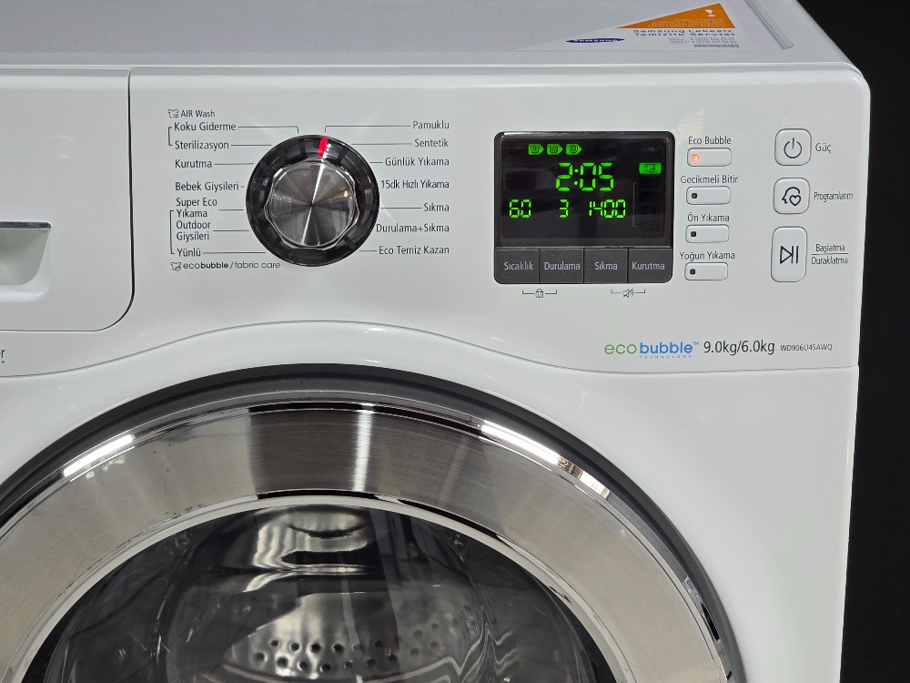 SIFIRLANMIŞ SAMSUNG ECO BUBBLE 9/6 KURUTMALI ÇAMAŞIR MAKİNESİ