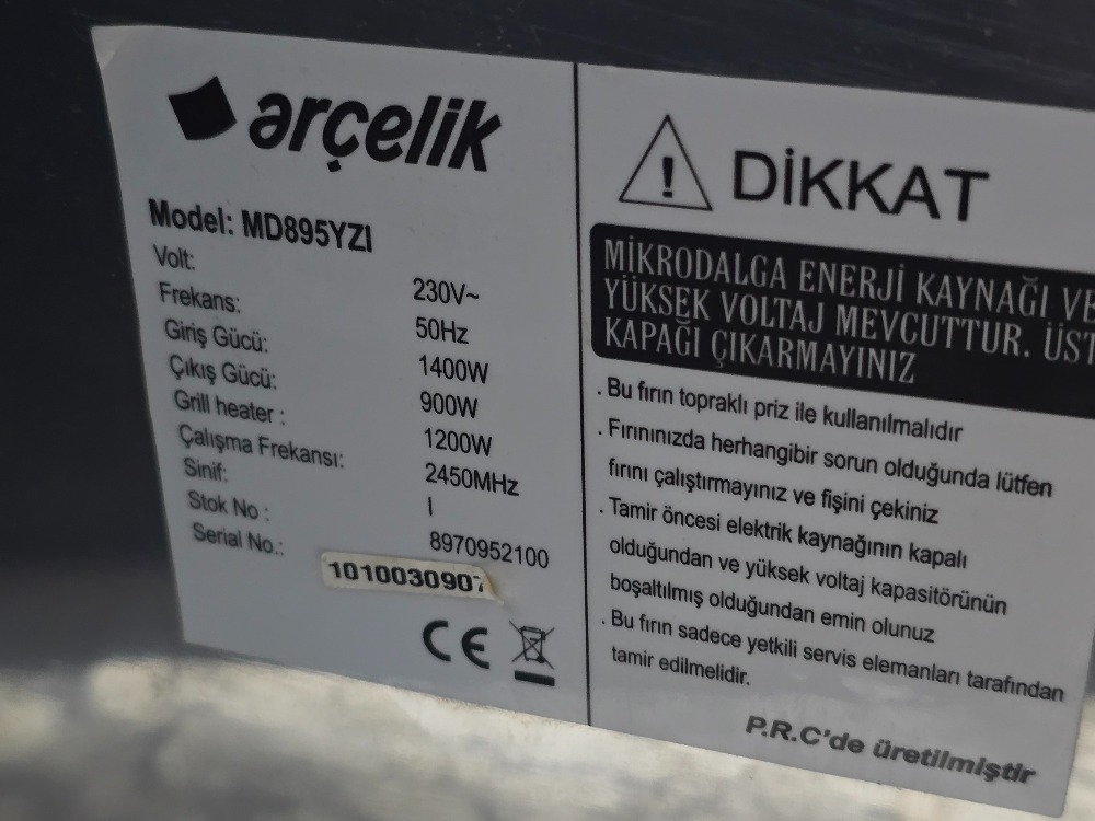2. EL ARÇELİK INOX 25 LT MİKRODALGA