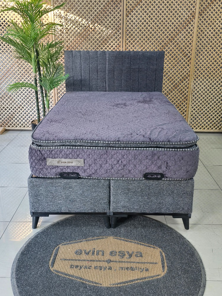 EVİN GRİ 120-200 YATAK BAZA BAŞLIK SETİ