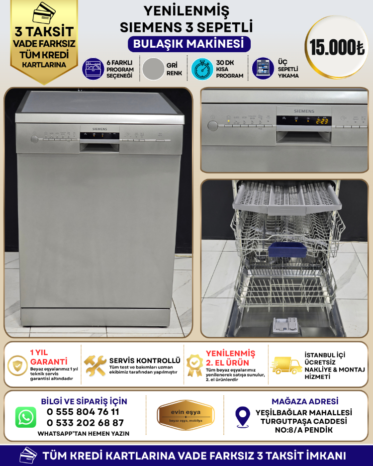 SIEMENS GRİ 6 PROGRAMLI BULAŞIK MAKİNESİ