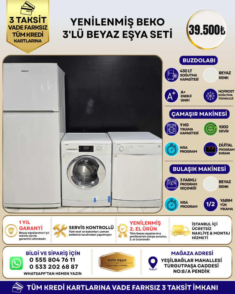 BEKO 3'LÜ BEYAZ EŞYA SETİ