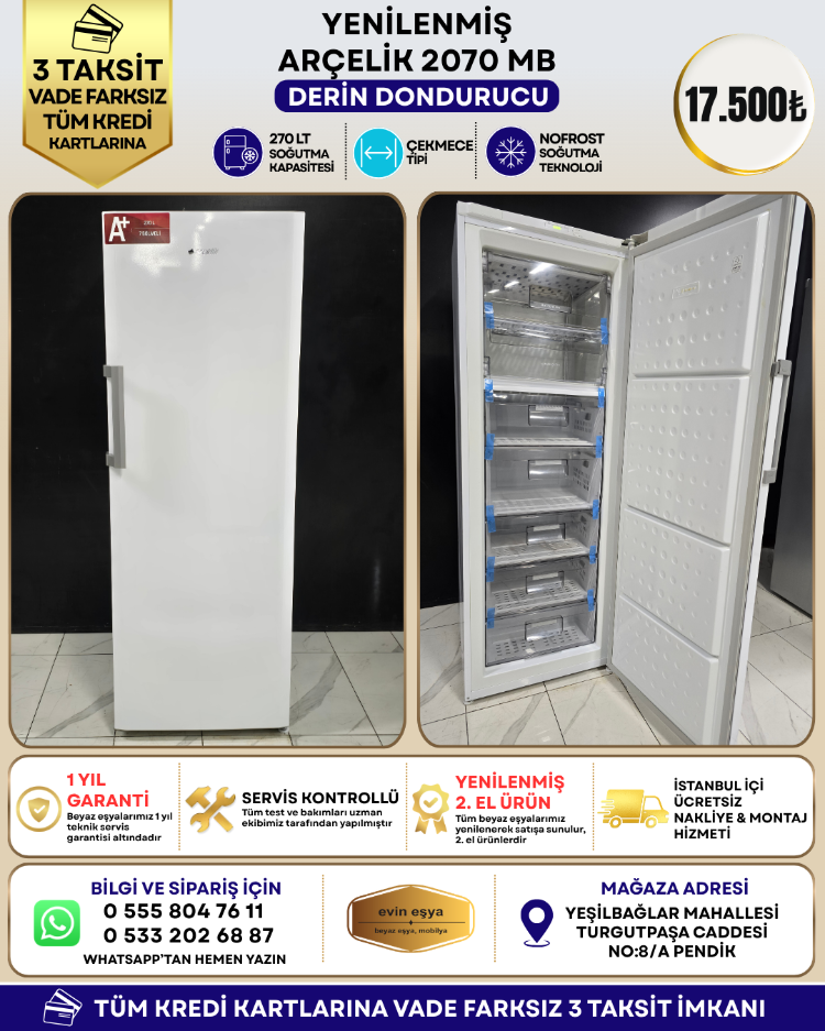 ARÇELİK 2070 MB 270 LİTRE 7 BÖLMELİ DERİN DONDURUCU