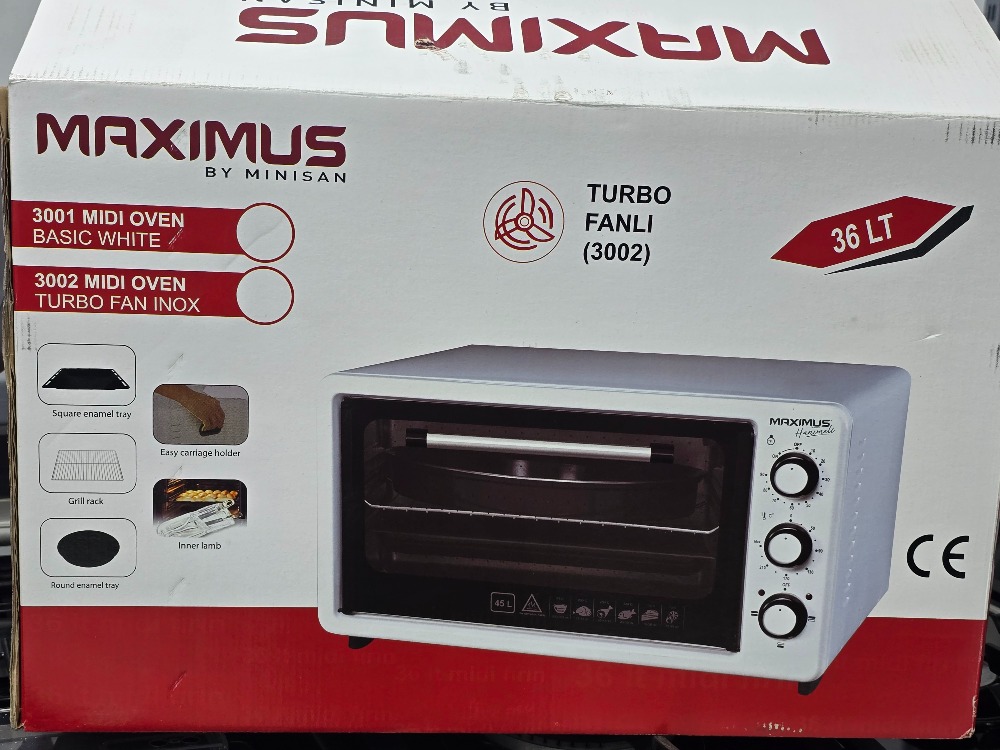 MAXIMUS 36 LT BEYAZ MİDİ FIRIN